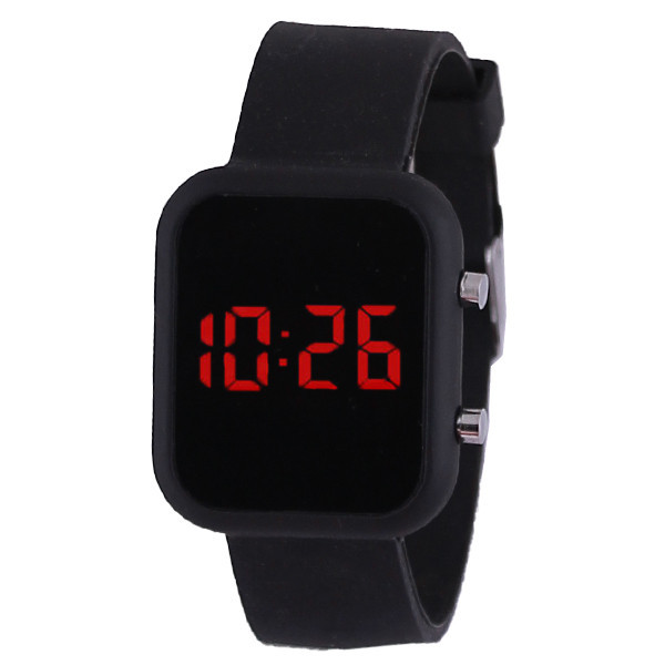 ساعت ال ای دی صفحه مستطیل بند سیلیکونی